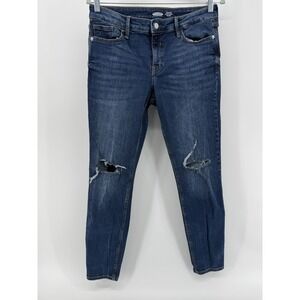 Old Navy Women's Blue Jeans Denim Rockstar Super Skinny Mid Rise Size 8